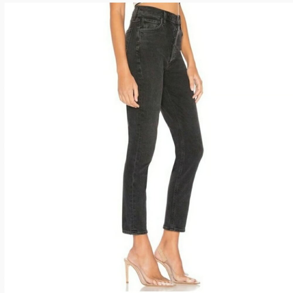 Agolde Women's Nico High-Rise Slim Cropped Jeans Faded Black Size 25 - Picture 2 of 11
